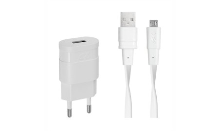 RIVACASE Adap. pared 1 usb + cable microusb blanco