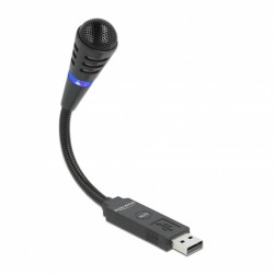 Delock Micrófono USB con cuello de cisne y botón d