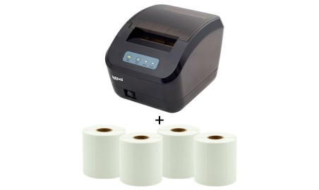 iggual Kit impresora etiquetas + 4 rollos 74x37 mm