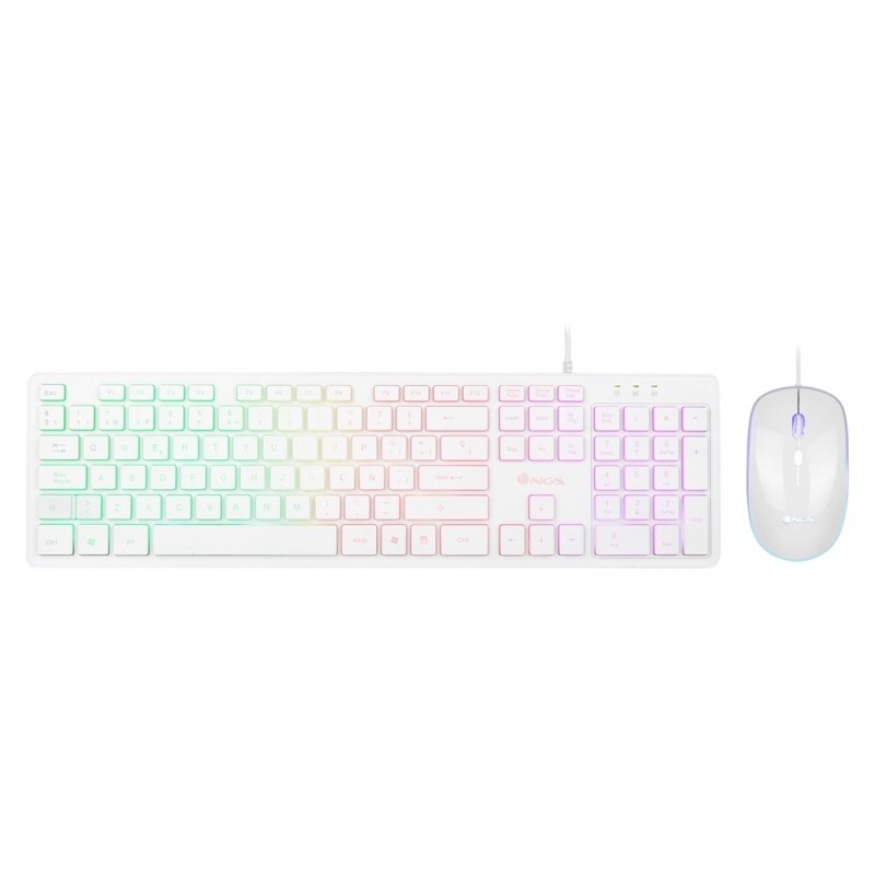 WIRED KEYBOARD AND MOUSE SET WITH LED LIGHT, WHITE