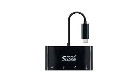 ADAPTADOR USB-C A 4xUSB 3.0. USB-C/M-USB 3.0/H  NEGRO  10 CM