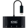 ADAPTADOR USB-C A 4xUSB 3.0. USB-C/M-USB 3.0/H  NEGRO  10 CM