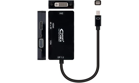 CONVERSOR MINI DISPLAYPORT A VGA / DVI / HDMI  3 EN 1  DP 1.2/M-VGA/HM