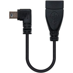 CABLE USB 2.0 OTG ACODADO TIPO MINI B/M-A/H NEGRO 15 CM