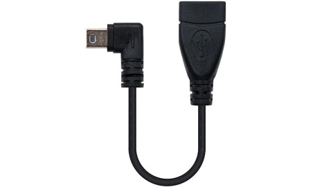 CABLE USB 2.0 OTG ACODADO TIPO MINI B/M-A/H NEGRO 15 CM