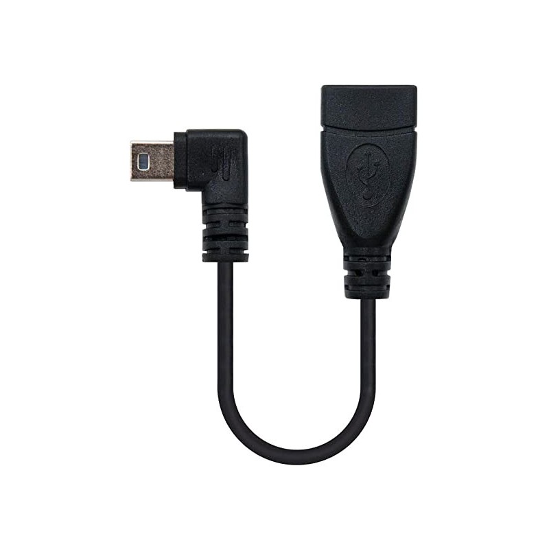 CABLE USB 2.0 OTG ACODADO TIPO MICRO B/M-A/H NEGRO 15 CM