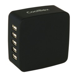 Coolbox CARGADOR USB PARED  RT-5 7.8A NEGRO